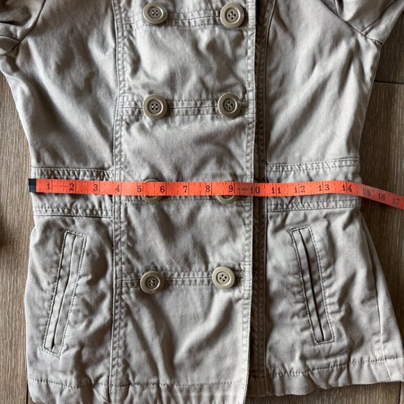 H&M Divided tan double breasted military short trench coat size small - Picture 6 of 10